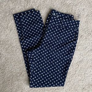 Old Navy Pixie high-rise pants slacks trousers white motif on navy blue NWOT